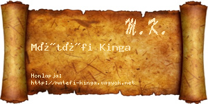 Mátéfi Kinga névjegykártya
